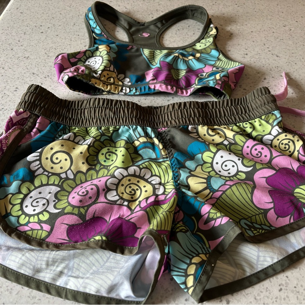 Floral Sports Bra and Shorts swim set by wave life